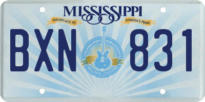 MS license plate BXN831