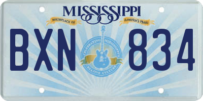 MS license plate BXN834