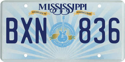 MS license plate BXN836