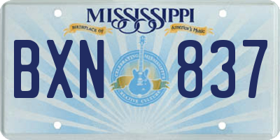 MS license plate BXN837