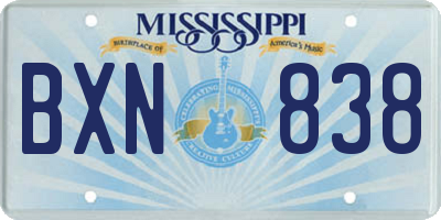 MS license plate BXN838