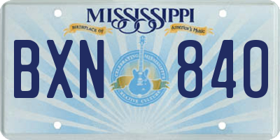MS license plate BXN840