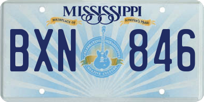 MS license plate BXN846
