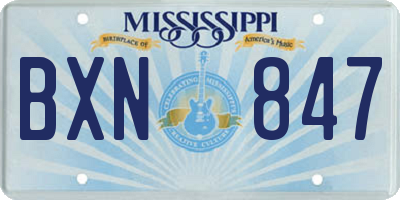 MS license plate BXN847