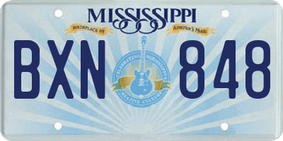 MS license plate BXN848