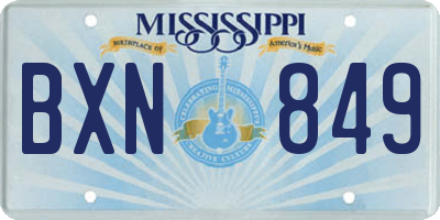 MS license plate BXN849