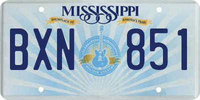 MS license plate BXN851