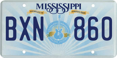 MS license plate BXN860