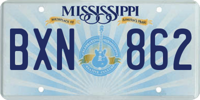 MS license plate BXN862