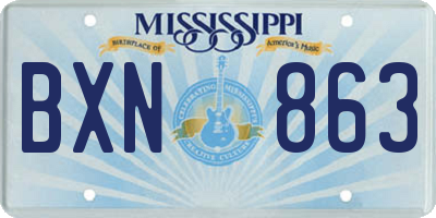 MS license plate BXN863