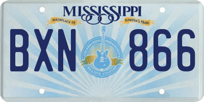 MS license plate BXN866