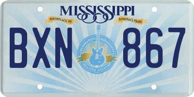 MS license plate BXN867