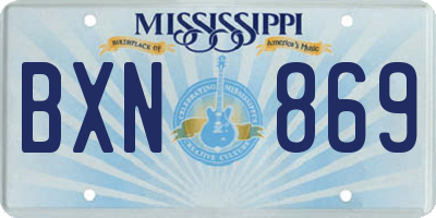 MS license plate BXN869