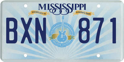 MS license plate BXN871