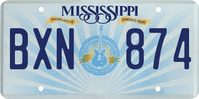 MS license plate BXN874