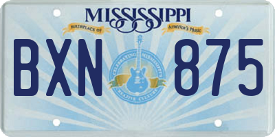 MS license plate BXN875