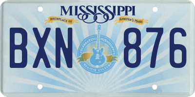 MS license plate BXN876