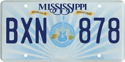 MS license plate BXN878