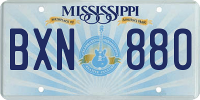 MS license plate BXN880