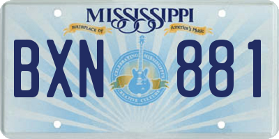 MS license plate BXN881