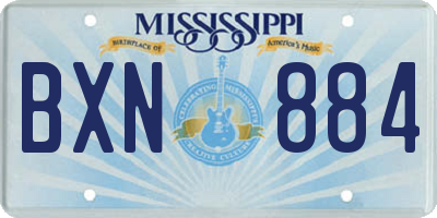 MS license plate BXN884
