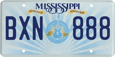 MS license plate BXN888