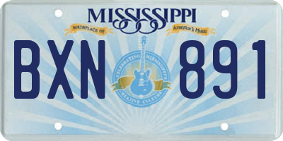 MS license plate BXN891