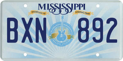 MS license plate BXN892