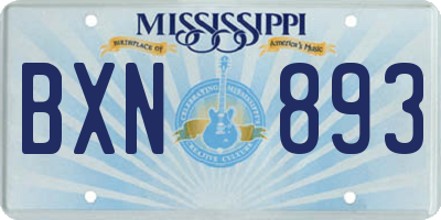 MS license plate BXN893