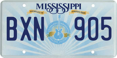 MS license plate BXN905