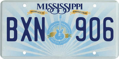 MS license plate BXN906