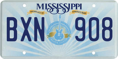 MS license plate BXN908