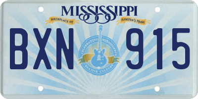 MS license plate BXN915