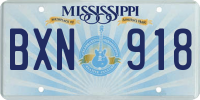 MS license plate BXN918