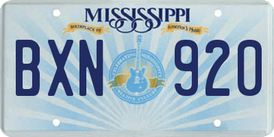MS license plate BXN920