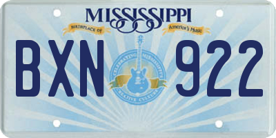 MS license plate BXN922