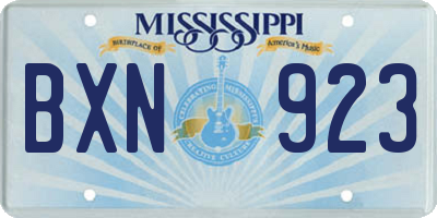 MS license plate BXN923