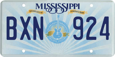 MS license plate BXN924
