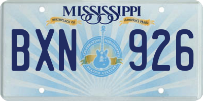 MS license plate BXN926