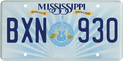 MS license plate BXN930