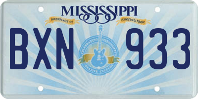 MS license plate BXN933