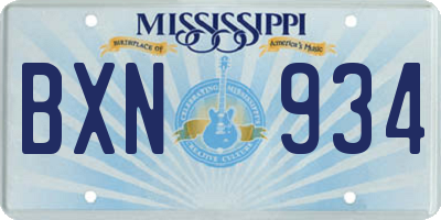 MS license plate BXN934