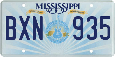 MS license plate BXN935