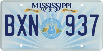 MS license plate BXN937