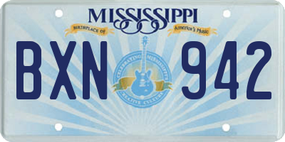 MS license plate BXN942
