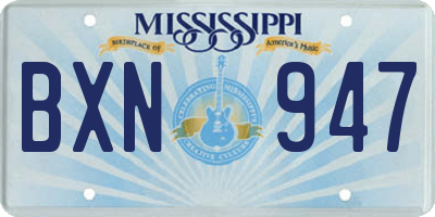 MS license plate BXN947