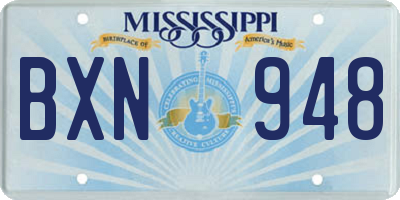 MS license plate BXN948