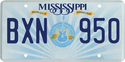 MS license plate BXN950