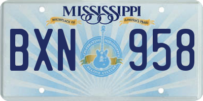 MS license plate BXN958