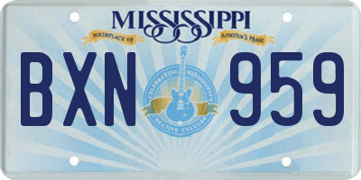 MS license plate BXN959